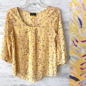 PAPERMOON Stitchfix Abstract Print yellow Blouse Size small